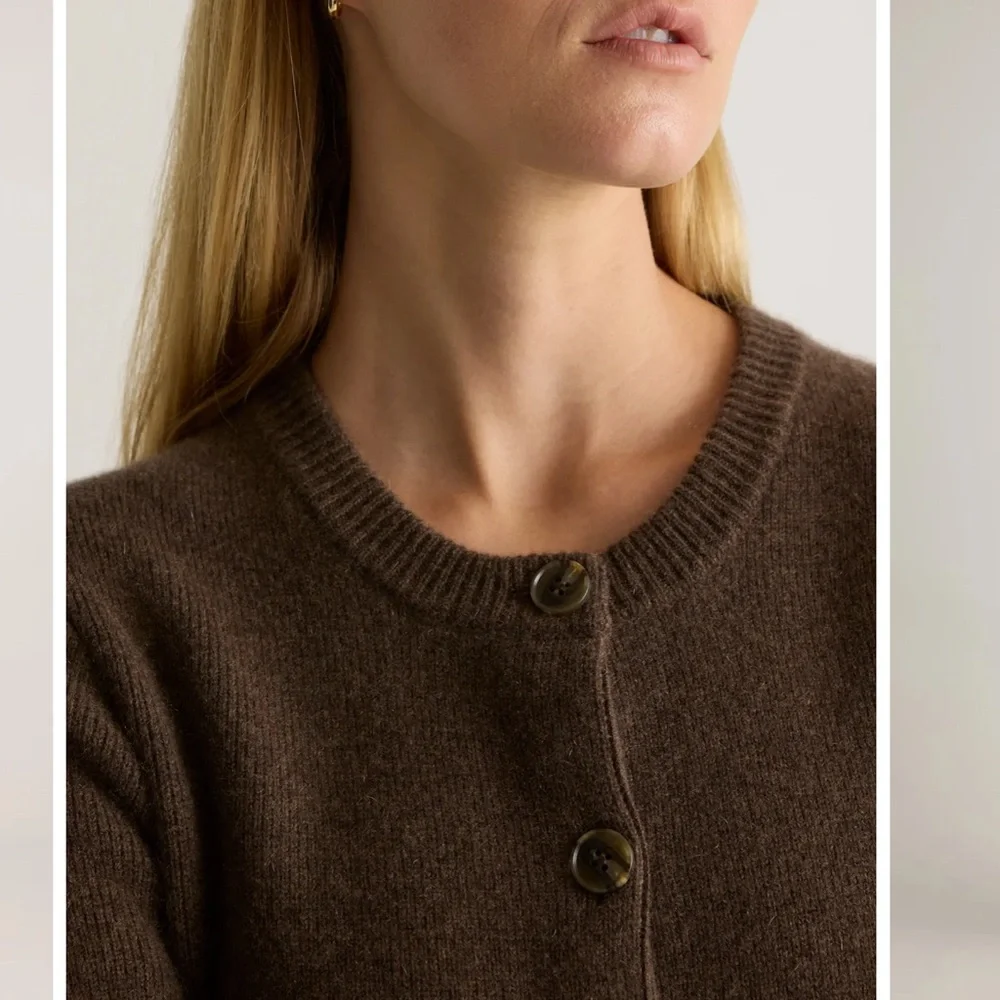 Quince cashmere Brown Button-Up Cardigan. Size L - Picture 3 of 10